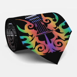 Corbata El arco iris flamea música de la guitarra