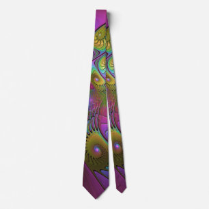 Corbata El Arte Fractal Abstracto Trippy Luminoso Colorido