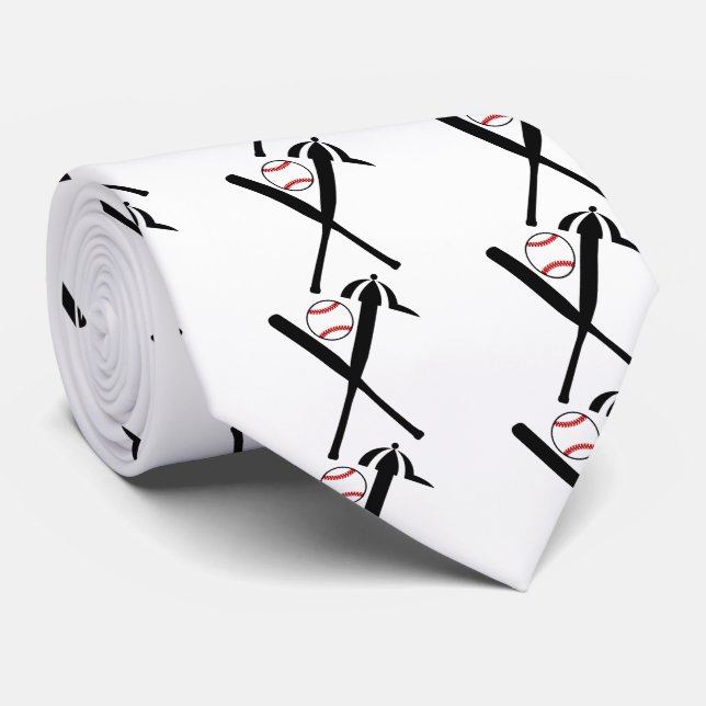Corbata El béisbol cruzó palos y el negro del casquillo, (Enrollado)