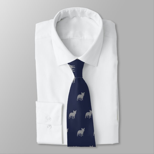 Corbata El bulldog francés siluetea el azul del modelo (Atado)