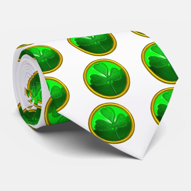 CORBATA EL DÍA DE SAN PATRICK: GREEN SHAMROCK GEMSTONE JEW (Enrollado)