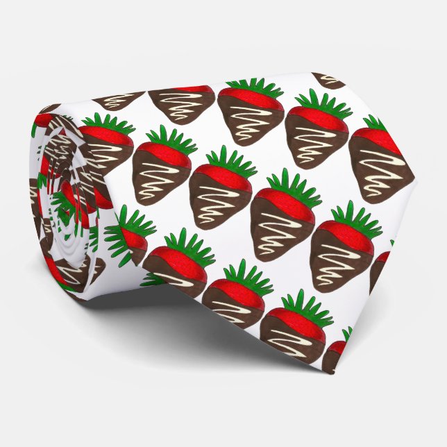 Corbata El día de San Valentín de fresa de chocolate oscur (Enrollado)