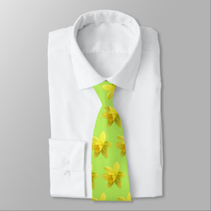 Corbata El follón amarillo florece con el dedo del cuello 