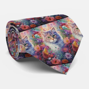Corbata El gato arcoiris florece Boho