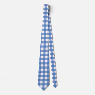 Corbata El Gingham azul en el clásico "White Checkered"