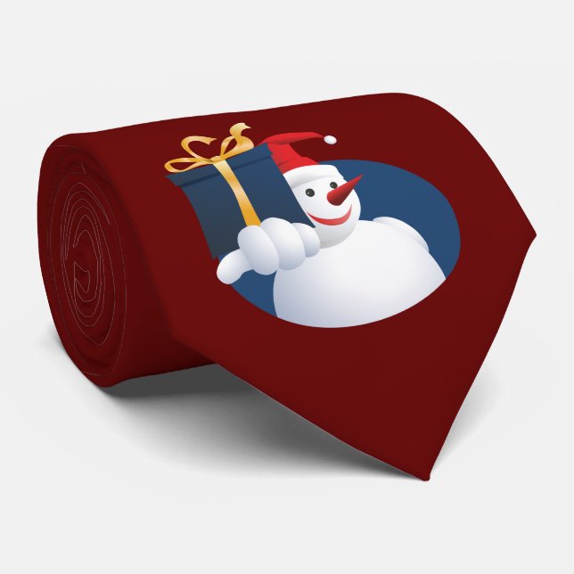 Corbata El hombre de nieve entrega un regalo... (Enrollado)