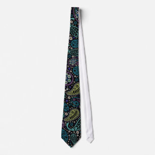Corbata El modelo enrrollado de Paisley en pavo real