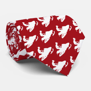 Corbata El moto de nieve en blanco en rojo