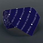 Corbata El padre de la novia en blanco con azulejos sobre<br><div class="desc">Esta corbata de cuello azul marino es el accesorio perfecto para el padre de la novia en tu boda. Presenta un diseño de texto repetido simple y elegante con la palabra "Padre de la Novia" escrita en un sofisticado tipo de letra blanco mayúscula. Hay pequeños diamantes que separan el texto,...</div>