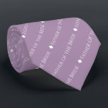 Corbata El padre de la novia Tiled White Textos sobre la l<br><div class="desc">Esta corbata ligera de cuello morado o lavanda es el accesorio perfecto para el padre de la novia en su boda. Presenta un diseño de texto repetido simple y elegante con la palabra "Padre de la Novia" escrita en un sofisticado tipo de letra blanco mayúscula. Hay pequeños diamantes que separan...</div>