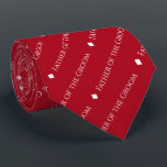 Corbata El padre del novio repite el texto blanco en rojo<br><div class="desc">Esta divertida corbata de cuello rojo es el accesorio perfecto para el padre del novio en tu boda. Presenta un diseño simple y elegante con la palabra "Padre del Groom" escrita en un sofisticado tipo de letra blanco mayúscula, y repitiendo en un patrón diagonal con separadores de diamantes. Forma perfecta...</div>