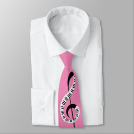 Corbata El piano del Clef agudo de la música cierra rosa