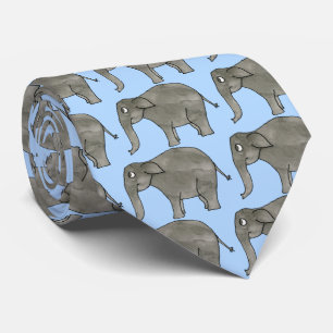 Corbata Elefante asiático, azul claro.