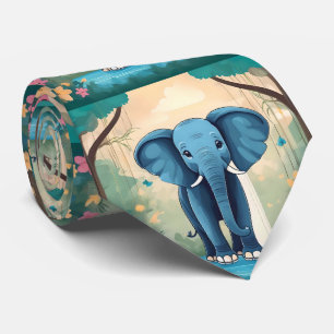 Corbata Elefante Bebé Whimsical Azul,