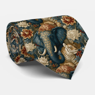 Corbata Elefante ceremonial pintado vintage naval y dorado