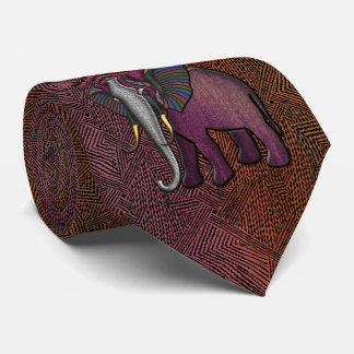 Corbata Elefante de Patchwork Africano (Pluma, Naranja, Gr