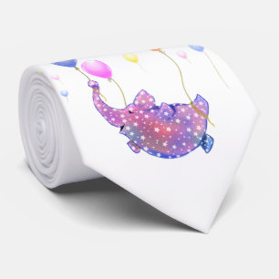 Corbata Elefante estrellado y cortado con globos de colore