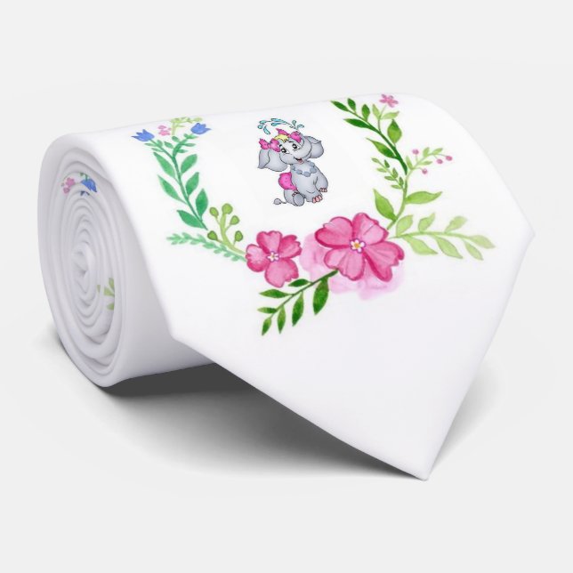 Corbata Elefante floral masculino (Enrollado)
