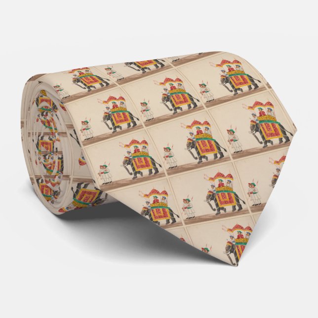Corbata Elefante indio decorado con un Howdah con canopas (Enrollado)