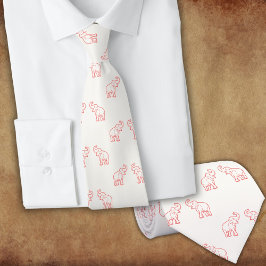 Corbata Elefantes en rojo con baúles altos (en blanco)