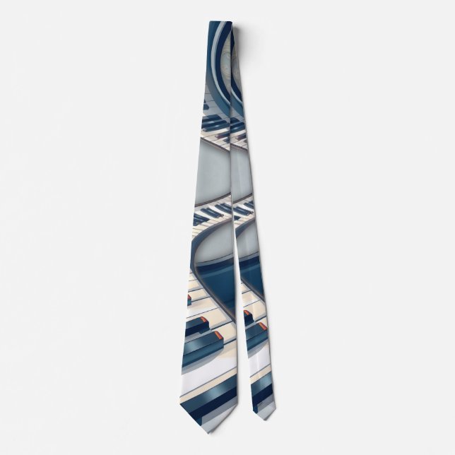 Corbata Elegance in piano keys and blossoms.  (Anverso)