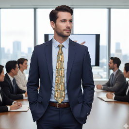 Corbata Elegancia de Bitcoin dorada