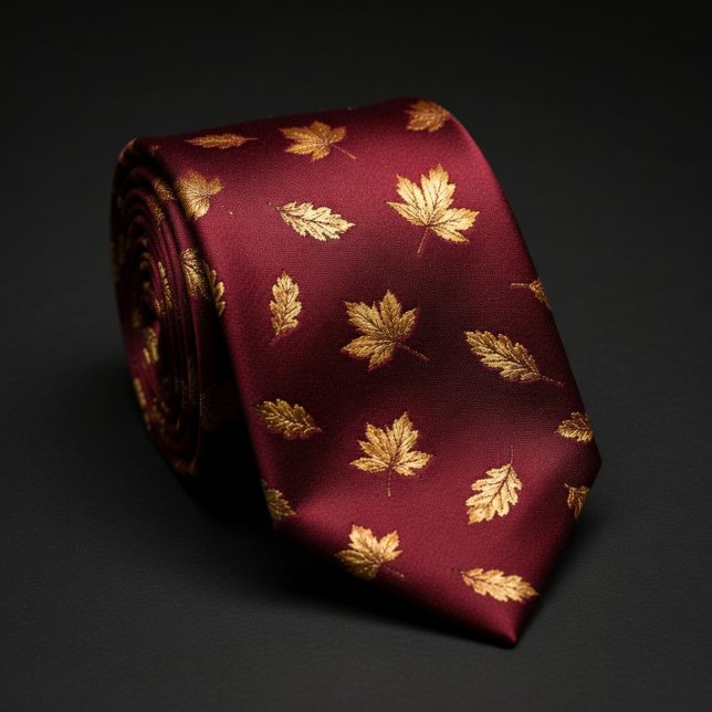 Corbata Elegancia de hoja de oro de Borgoña (Subido por el creador)
