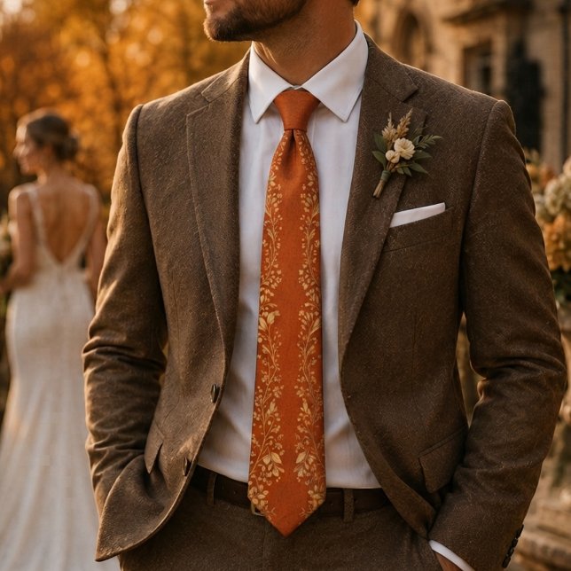 Corbata Elegancia de la Vid de Otoño Dorado (Subido por el creador)