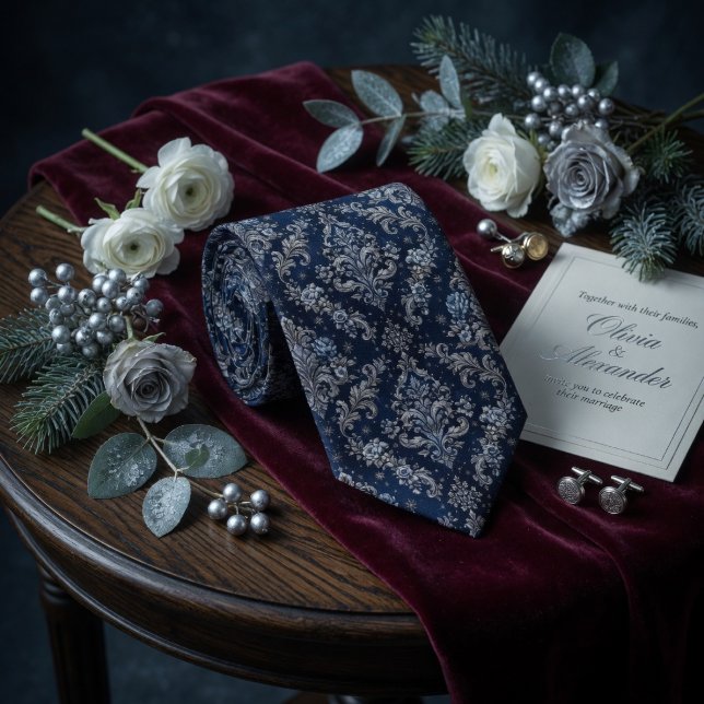 Corbata Elegancia de Nieve Damasco de Medianoche Real (Subido por el creador)