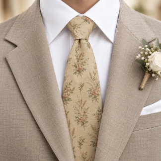 Corbata Elegancia de prado rosado botánico vintage