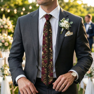 Corbata Elegancia de Rosa Barroca Carmesí