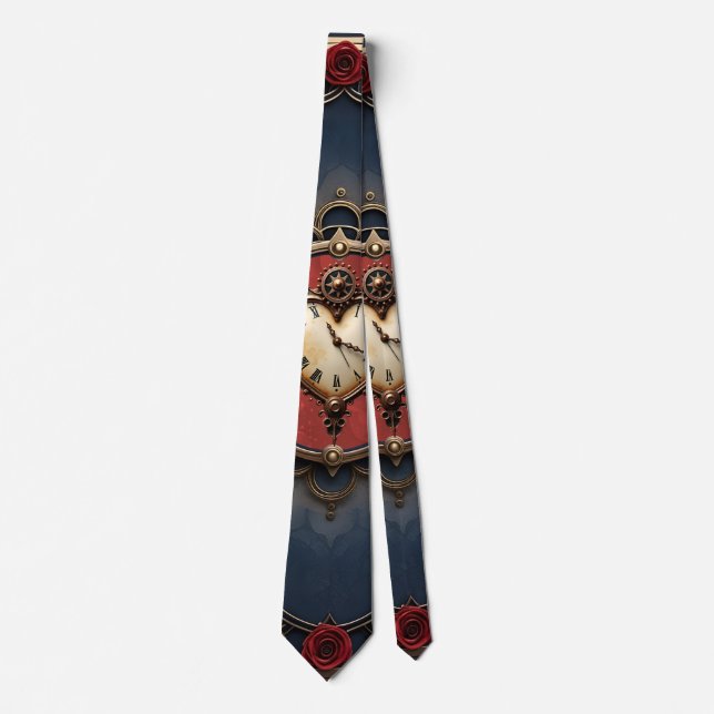 Corbata Elegancia Eterna – Corazón de Relojería (Anverso)