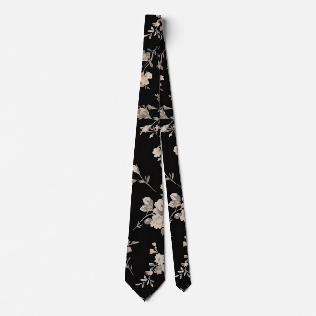 Corbata Elegancia Floral de Medianoche (Anverso)