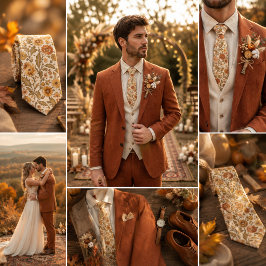 Corbata Elegancia floral de otoño vintage