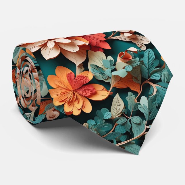 Corbata Elegancia Floral Invernal Festiva (Enrollado)