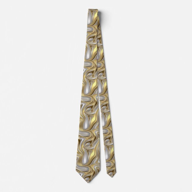 Corbata Elegancia líquida - Patrón líquido metálico (Anverso)