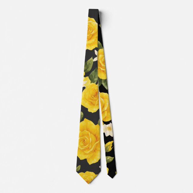 Corbata Elegancia Rosa dorada en negro (Anverso)