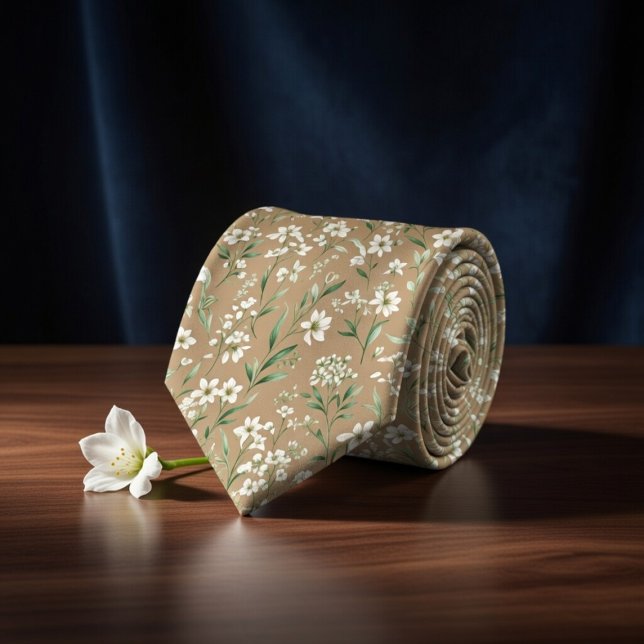 Corbata Elegant Beige Botanical (Subido por el creador)