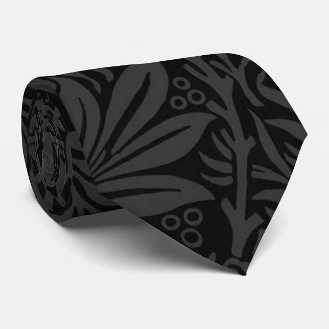 Corbata Elegant Black Gray Floral Pattern (Enrollado)