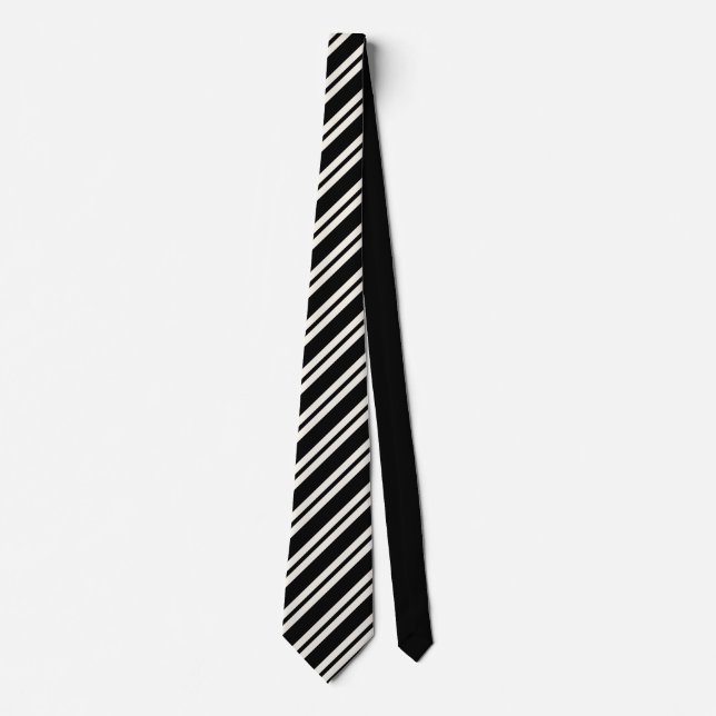 Corbata Elegant black &white stripes groomsmen wedding (Anverso)