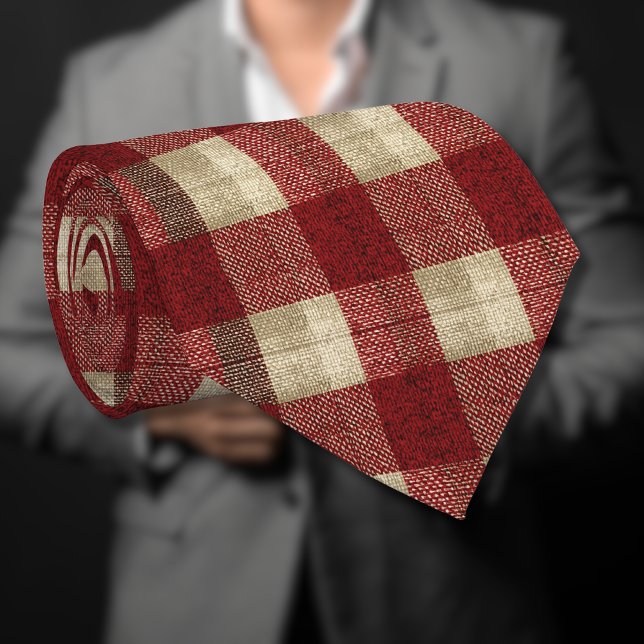 Corbata Elegant Burgundy Ivory Rust Red Plaid Pattern (Subido por el creador)