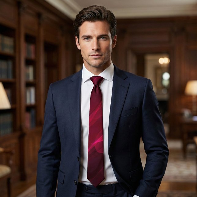 Corbata Elegant Deep Burgundy Abstract Wave (Subido por el creador)