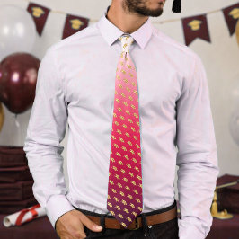 Corbata Elegant Graduation Tie Gold Mortarboard Pattern