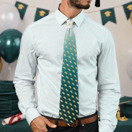 Corbata Elegant Graduation Tie Gold Mortarboard Pattern