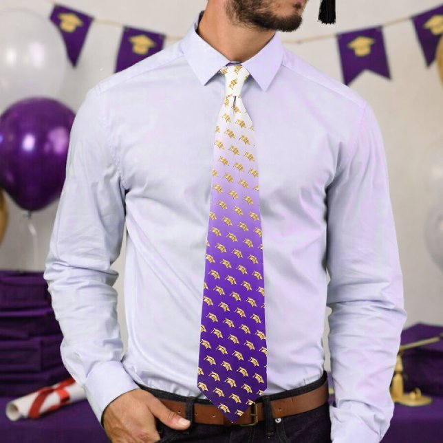 Corbata Elegant Graduation Tie Gold Mortarboard Pattern (Subido por el creador)