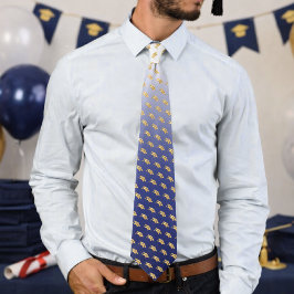 Corbata Elegant Graduation Tie Gold Mortarboard Pattern