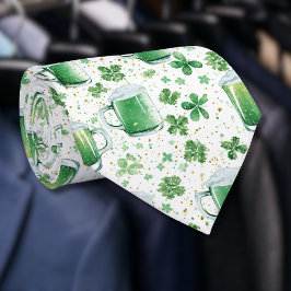 Corbata Elegant Green Beer Mugs and Shamrocks White