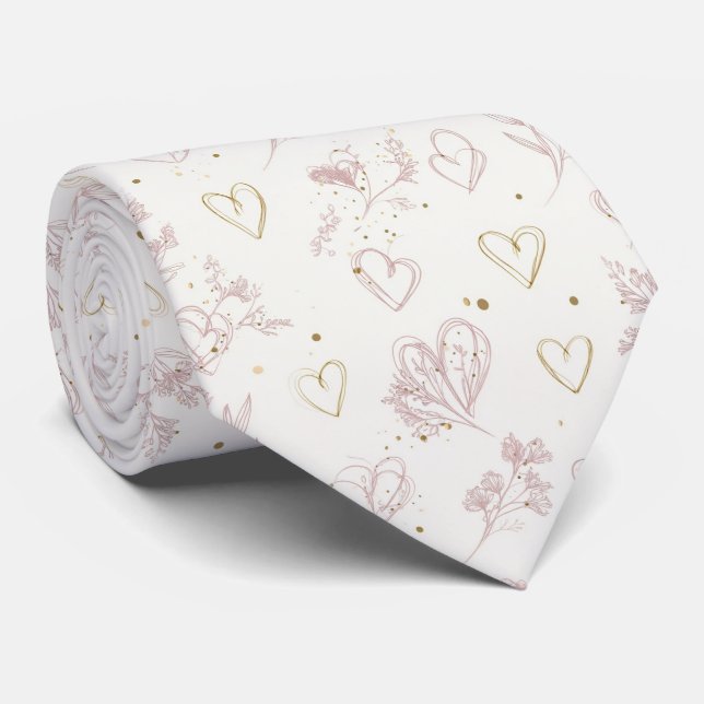 Corbata Elegant Minimal Valentine Hearts Seamless Pattern  (Enrollado)
