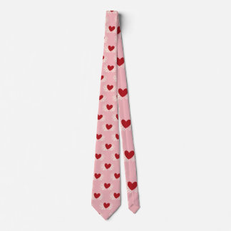 Corbata Elegant Modern Pink and White Doodle Heart Pattern