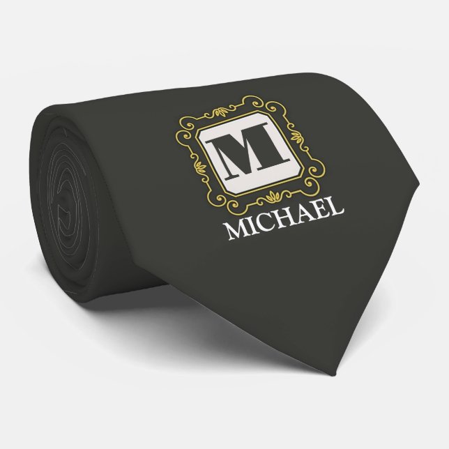 Corbata Elegant Monogram  Name  (Enrollado)